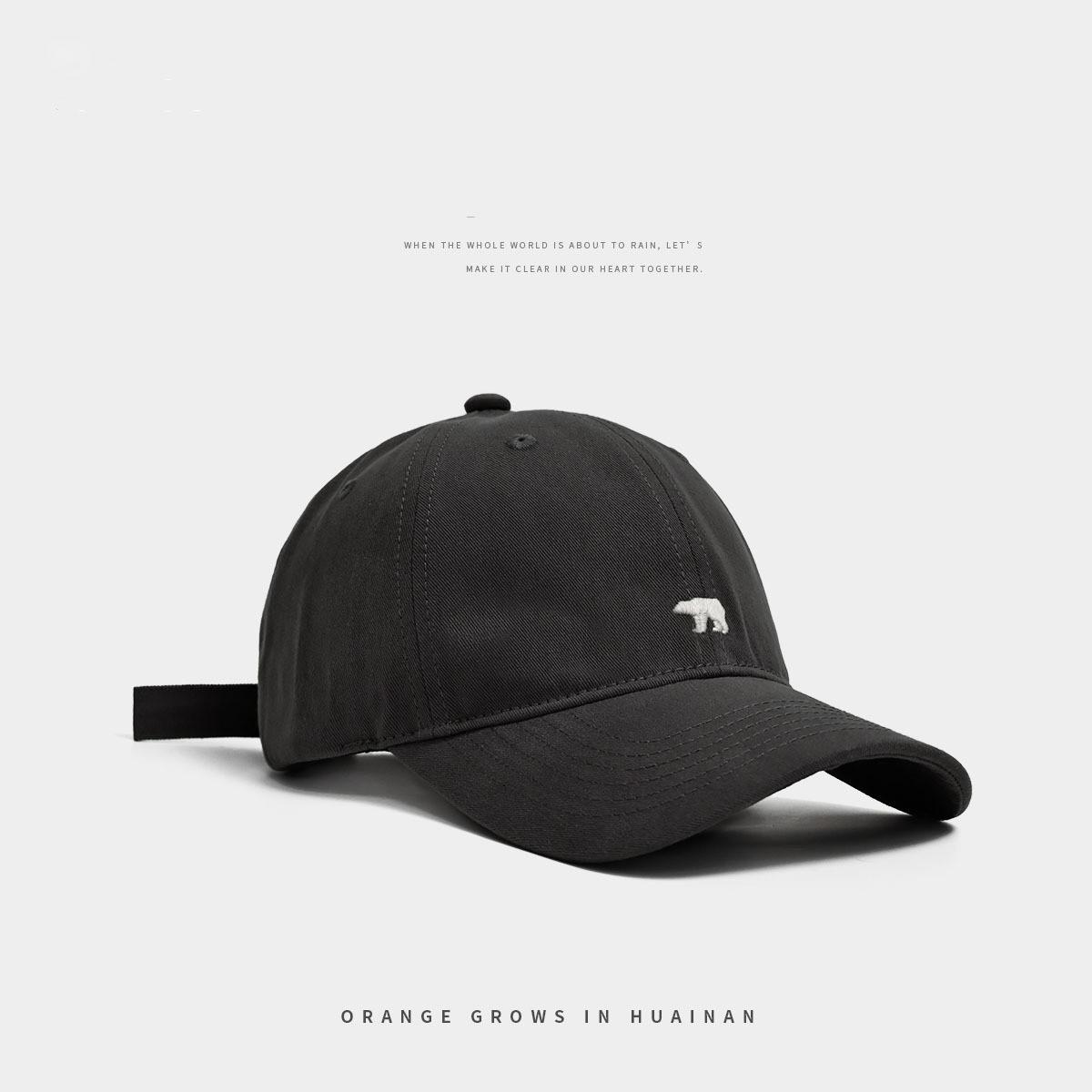 Casquettes de baseball de nouvelle mode avec chapeau en coton ours polaire brodé chapeaux à visière décontractés réglables chapeaux solides pour femmes casquette polyvalente noir