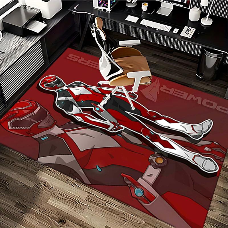1pc Power Rangers Red Ranger Anime Cartoon Design Office Chair Mat Non-Slip Carpet for Home Decor, Living Room, Bedroom, Game Room - Suitable for All
