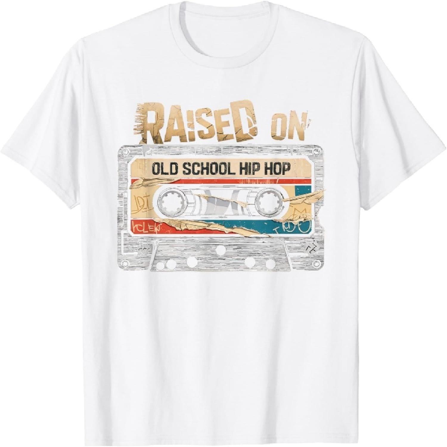 CHILYB Raised ON Old School Hip HOP Tshirt Cassette Graffiti Rap T-Shirt XXXXXL белый