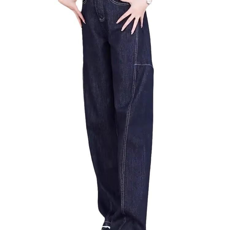 Plus Size High Waist Retro Straight Leg Jeans for Women - Autumn 2024 Collection