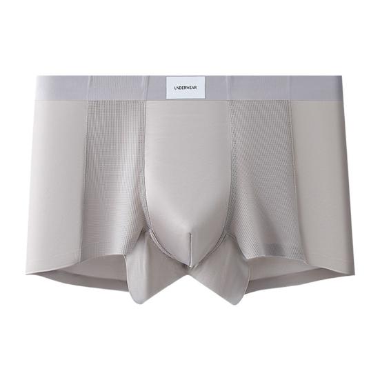 Мужские шелковистые боксеры с сетчатым дизайном, дышащие трусы, однотонные, эластичные, для повседневной носки и сна XL серый