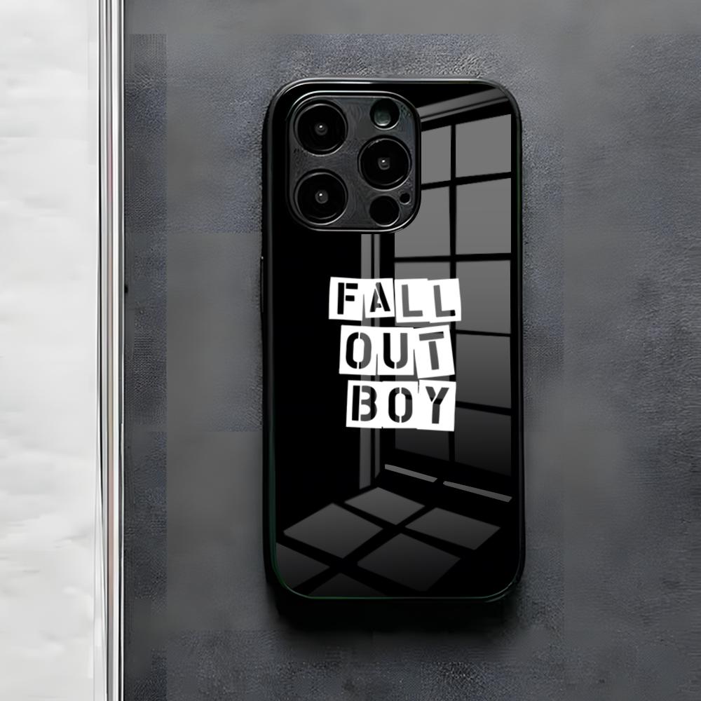 

F-Fall Out Boy Band Phone Case For IPhone 17 Air 16 E Pro Max 15 14 13 Mini 12 Pro 11 Max Plus Black Glass Cover iPhone 11ProMax