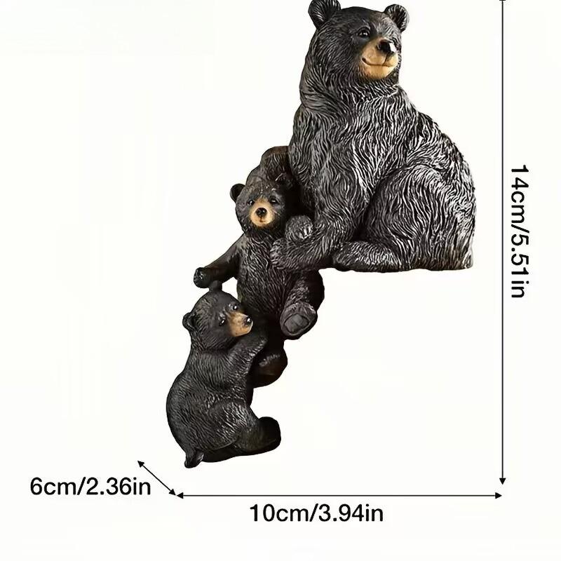 American-style Three Black Bear Tabletop Ornaments for Home, Living Room Decoration, Yard Resin Handicrafts for Decoration