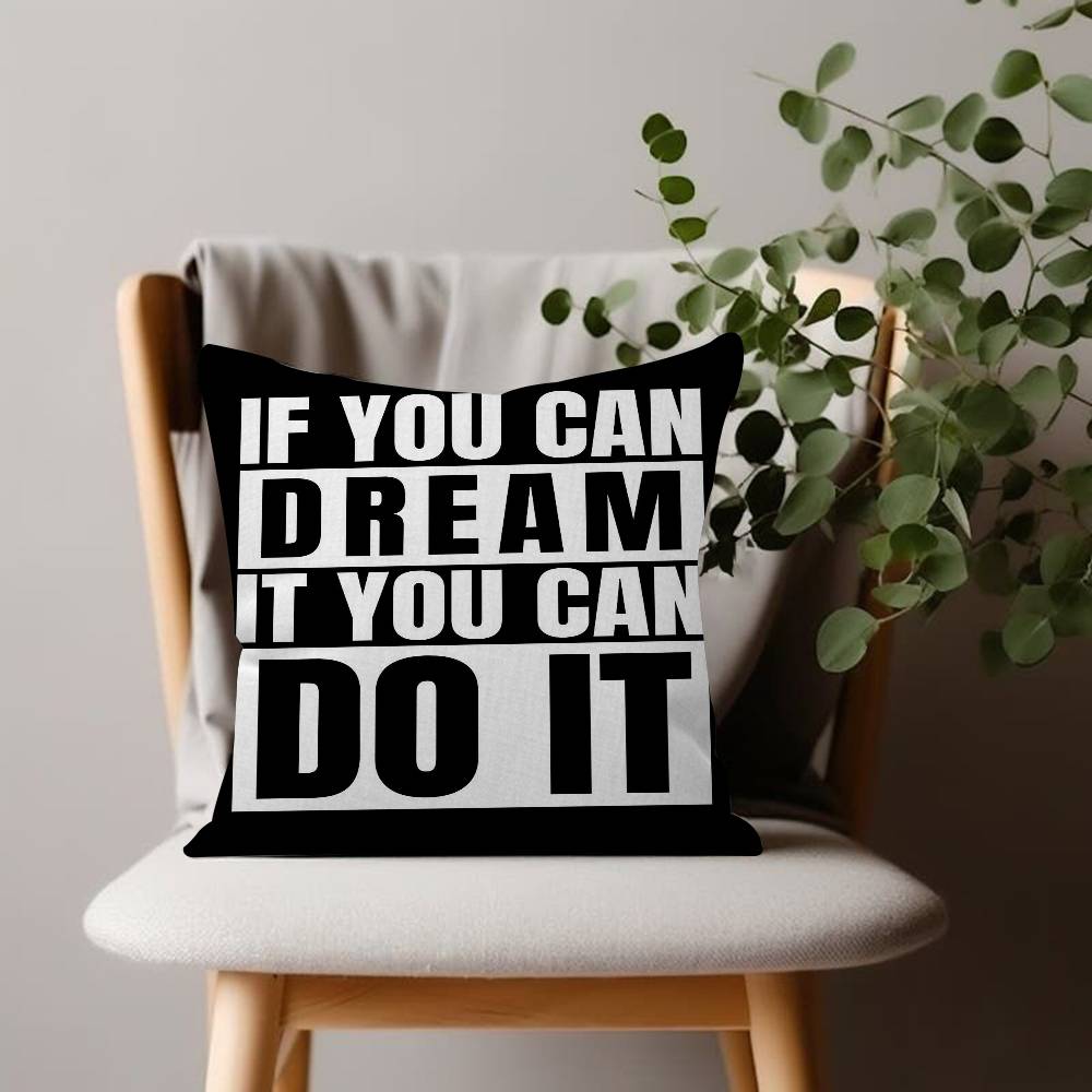 Motivational Quotes Black Minimalist Pillow Cover Sofa Cushion Cover Home Room Decoration Children Gift
