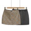 AY727-25 Autumn Plaid Skirt with Lace Waistband and Bow Detail