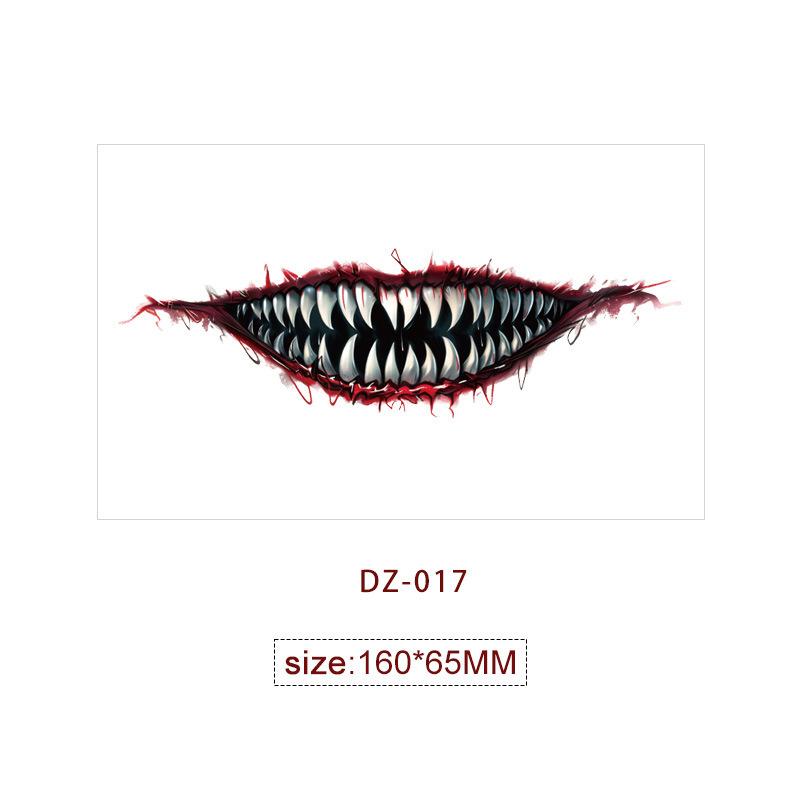 Halloween Mouth Tattoo Scary Clown Face Stickers Creepy Temporary Tattoos Waterproof Party Makeup Costume Props