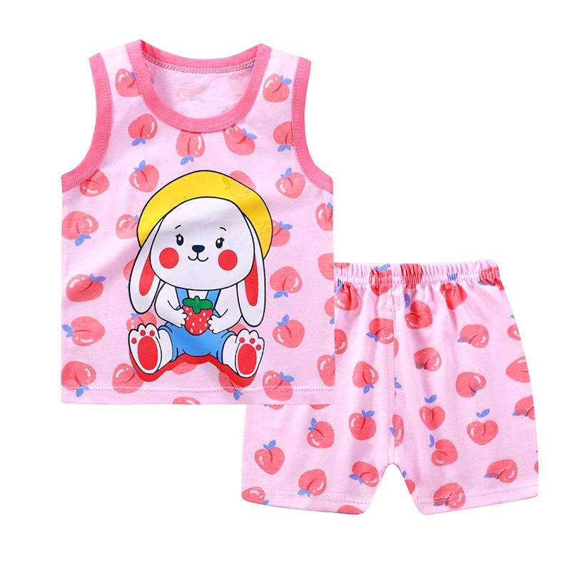 Children's Cotton Pullover Sets - Summer Boys' And Girls' Sleeveless T-shirts And Shorts Sets