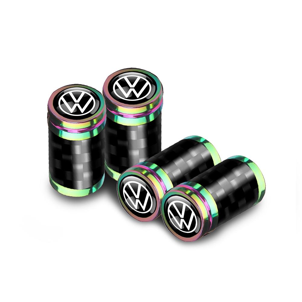 4Pcs Metal Carbon Fibe Wheel Tire Valve Dust Caps Auto Decor for Volkswagen VW Golf 4 5 6 7 Bora CC MK7 Beetle Touran Tiguan GTI zr7