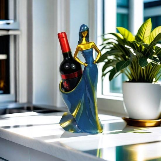 Woman Shape Wine Rack Resin Lady Figure Bottle Holder for Tabletop