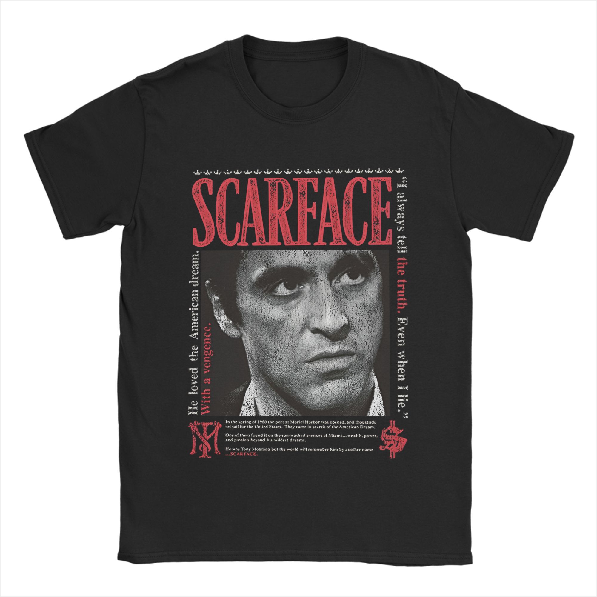 

Забавные классические футболки 90-х годов Scarface для мужчин, с круглым вырезом, из чистого хлопка, с коротким рукавом, больших размеров XL