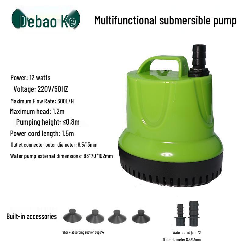 Low Suction Aquarium & Pond Water Pump for Fish Tank, Seafood Tank, and Garden Fountain