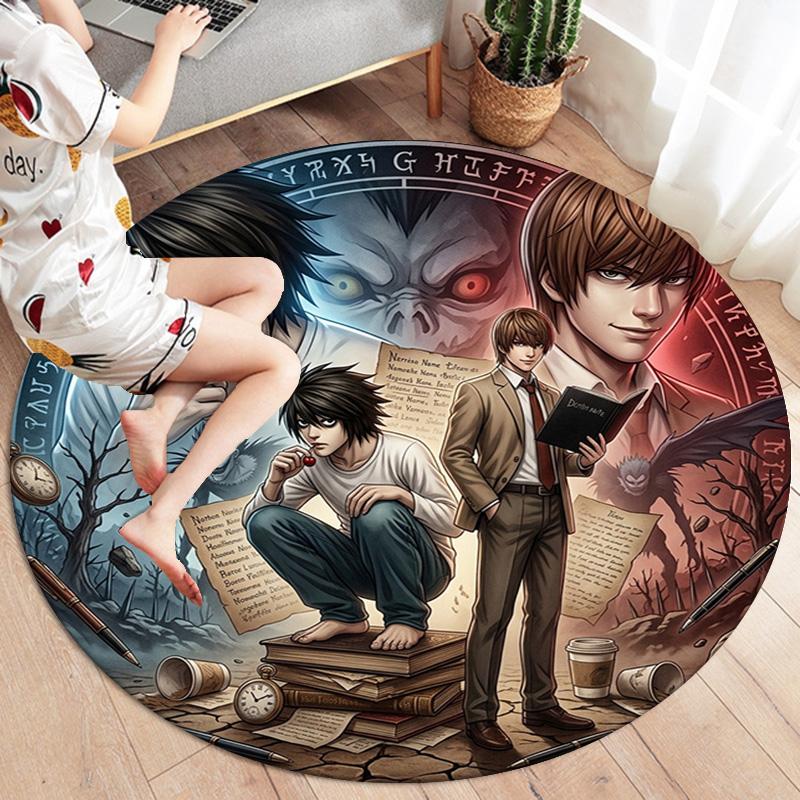 Death Note Round Area Rug Carpet Rug For Living Room Bedroom Sofa Playroom Decor Nonslip Floor Mat