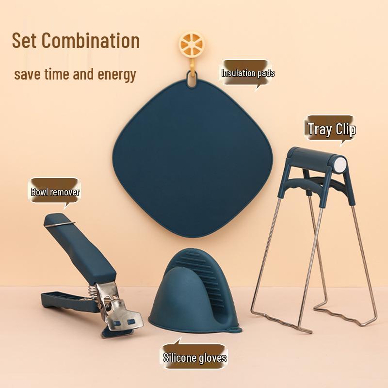 Žáruvzdorný protiskluzový zvedák na misky a talíře - Nerezový klip pro bezpečnou manipulaci