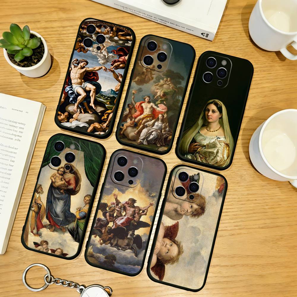 paintings by Raphael Phone Case For iPhone 17, 16,15,14,13,12,11 Plus,Pro Max, Others Soft Black Cover