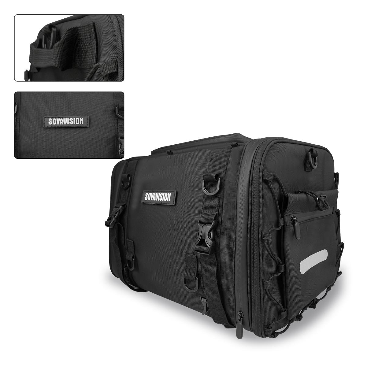

Motorcycle Bag 30-50L Waterproof PVC Tail Saddle Bag Durable Dry Luggage Outdoor Bag Motorbike Rear Seat Bag Helmet Backpack чорний