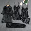 5-piece Set of Women's Sleepwear Sexy Silk Nightgown Lace Satin Nightgown V-neck Vest Breathable Comfortable Women's Nightgown