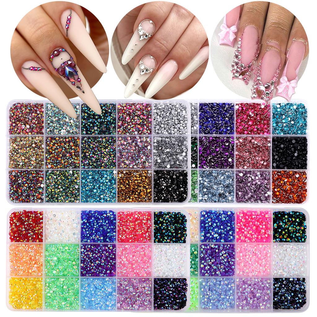 15-Kleur Hars Platte Bodem Boor, Kleur Ab Boor, Gemengde Kleur Acryl Boor, Handgemaakte Diy Sticker Boor, Grote Transparante Diamant Sieraden Set.