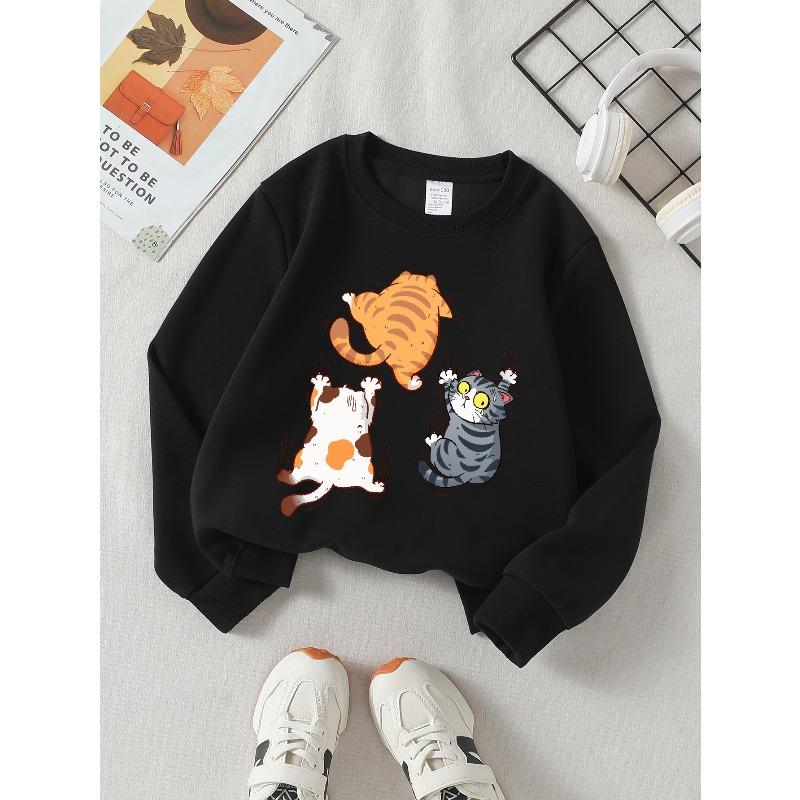 European sizes Kids' Casual Printed Round Neck Pullover, Kids' Fashion Round Neck Sweatshirt with Adorable Animal Prints