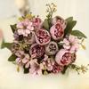 1Pc Simulation 5-pronged Golden Rose Bouquet for Outdoor Courtyard Patio Garden Wedding Decoration Home Decoration