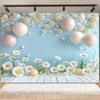 Spring Daisy Flower Backdrop Baby Shower Boho ArchBalloons Backdrop Girl Birthday Cake Smash Easter Kids Portrait Photo Props