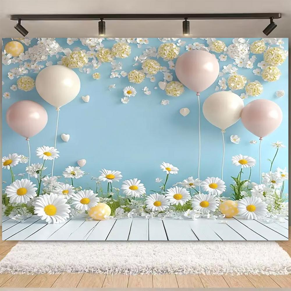 Spring Daisy Flower Backdrop Baby Shower Boho ArchBalloons Backdrop Girl Birthday Cake Smash Easter Kids Portrait Photo Props