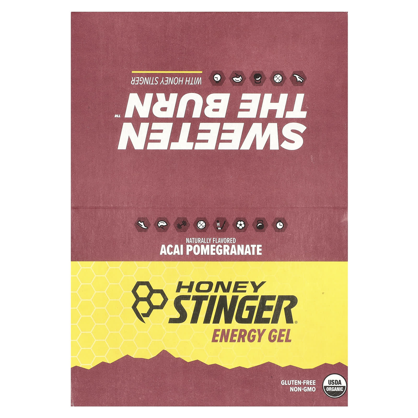 

Honey Stinger, Енергетичний гель, Асаї Гранат, 24 упаковки, 1,1 унції (31 г) кожен