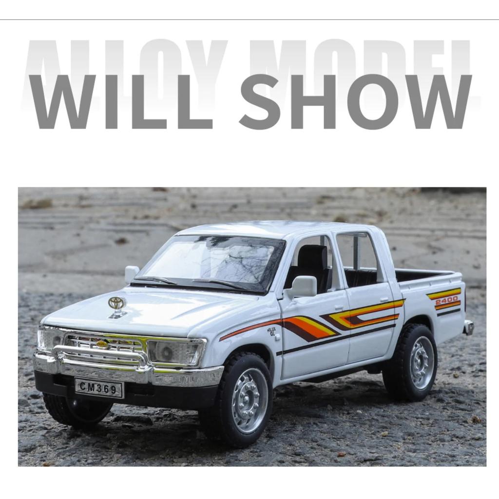 1/32 Toyota Hilux Off Road Pikap Kamyonet Alaşım Metal Diecast Model Araç Minyatür Sesli ve Işıklı Koleksiyon Hediye Çocuk Oyuncak