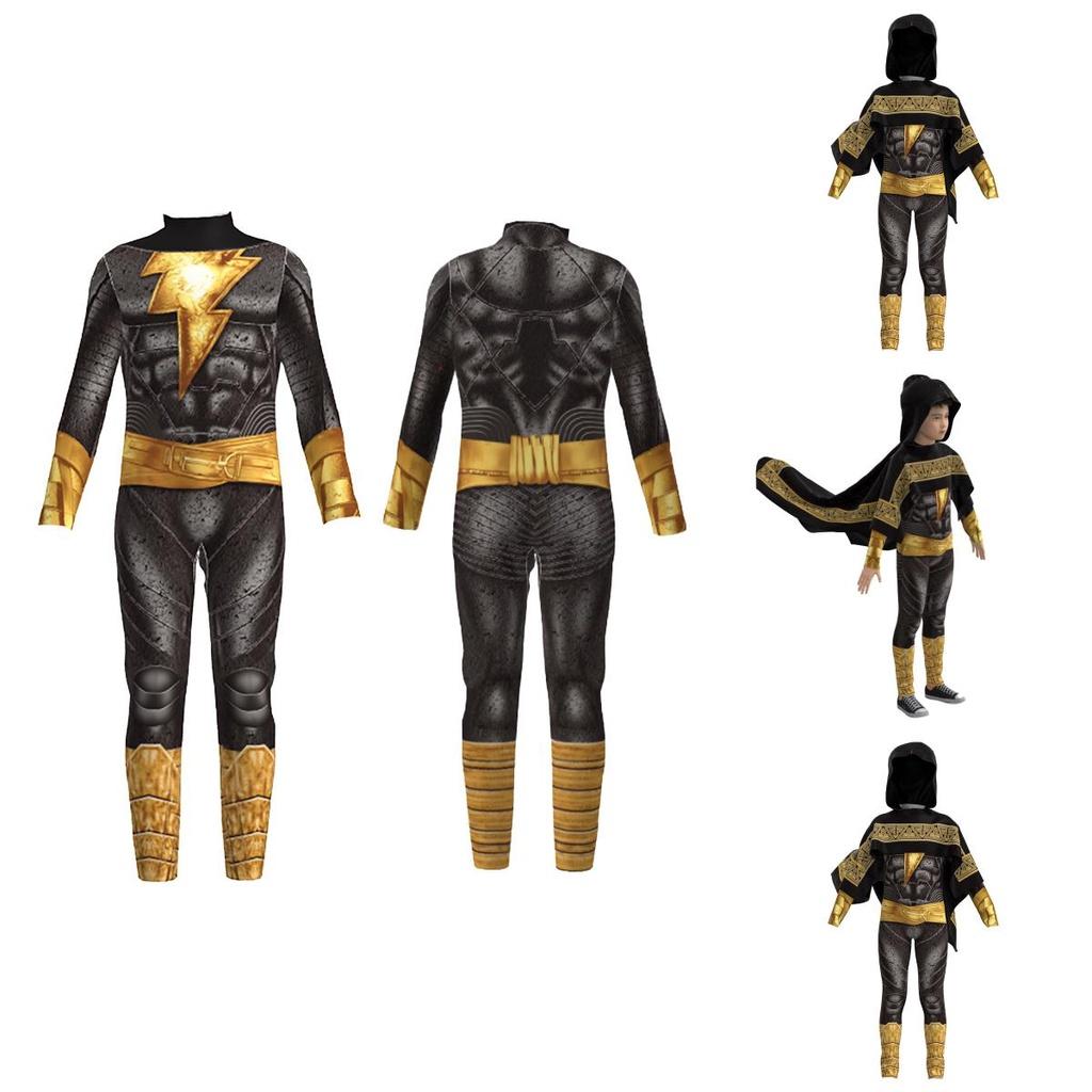 Stunning Black Adam Cosplay Costume Set For Adults And Kids