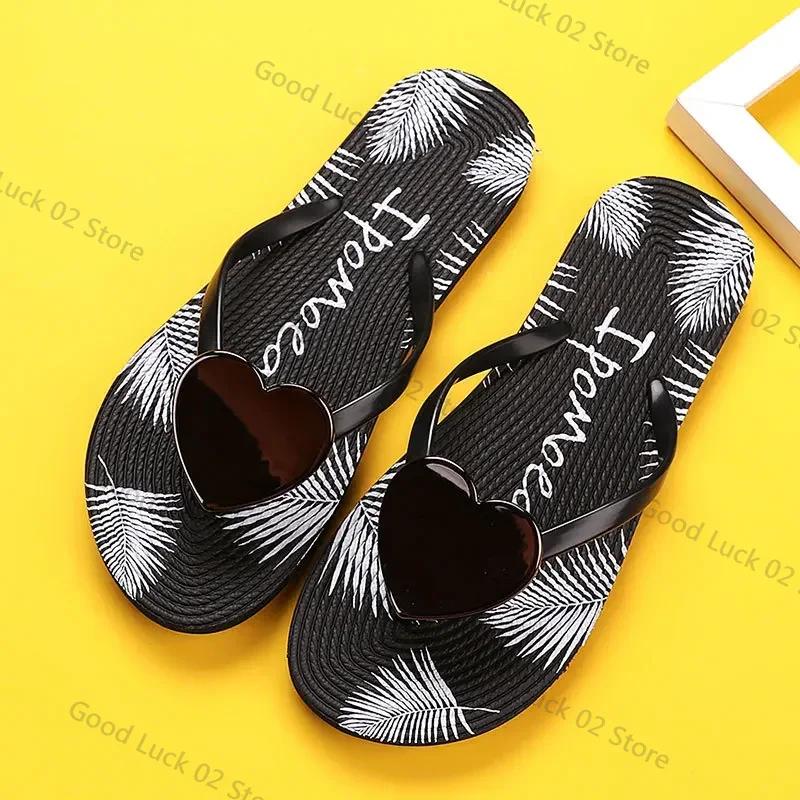 

Fashion 2025 House Slipper Women Heart Love Cloud Sandals Summer Flip Flops Beach Slides Casual Home Shoes Platform Bathroom Flat Female 35-36 чёрный