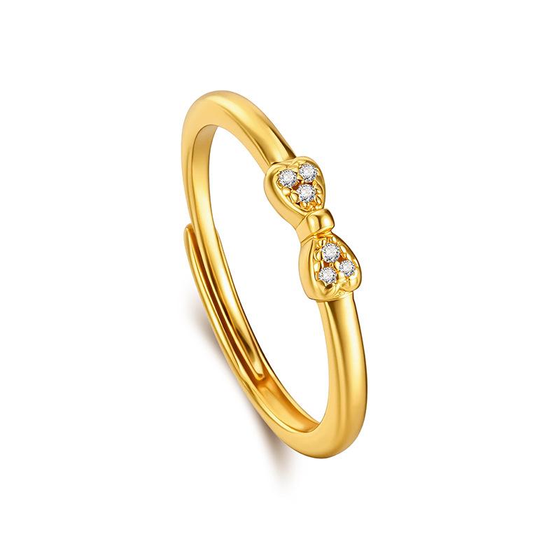 Korean Petite Bowknot Diamond Adjustable Ring for Women