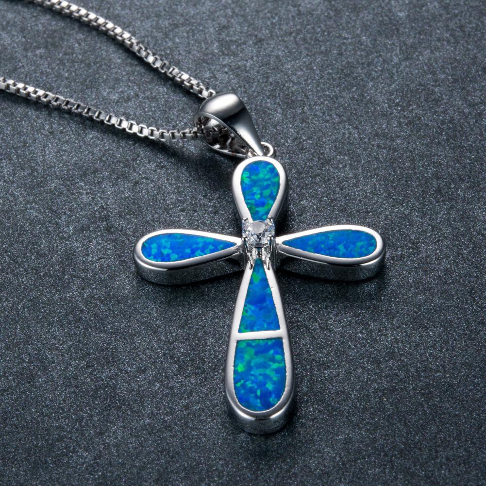 New Product Accessories European and American Cross Single Diamond Droplet Shaped Necklace Pendant Personalized Retro Accessory