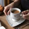 Japanese Style Retro Heart-shaped Coffee Cup and Saucer High-end Afternoon Tea Set Exquisite Coarse Pottery Mug Safety Microwave