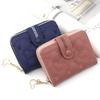 Pu Material Ladies Short Zipper Wallet With Heart Embellishments For Daily Use