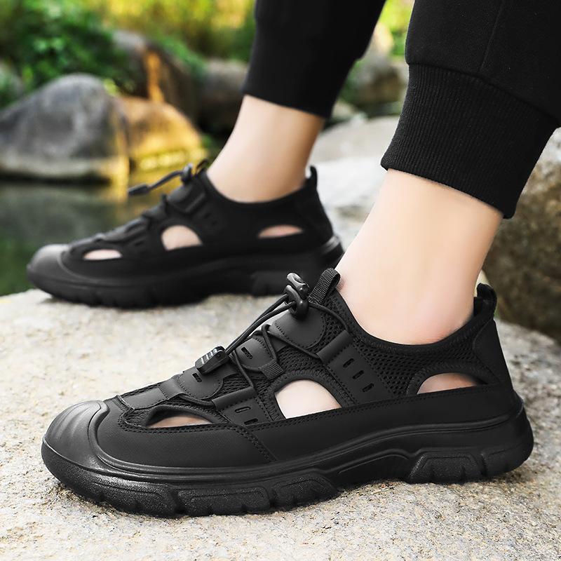Sandals men's summer new polyurethane men's shoes hollow breathable casual shoes outdoor wading hole shoes lightweight single shoes
