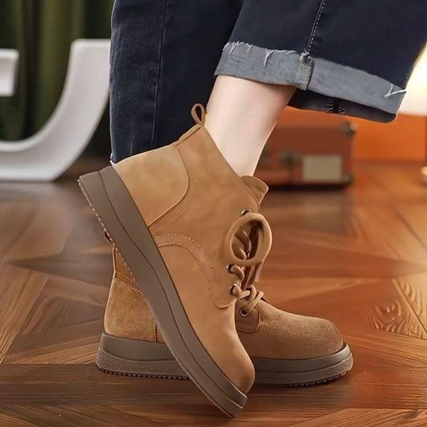 Genuine Martin boots velvet retro casual shoes single boots British flat-bottomed thick-soled soft leather comfortable short boots