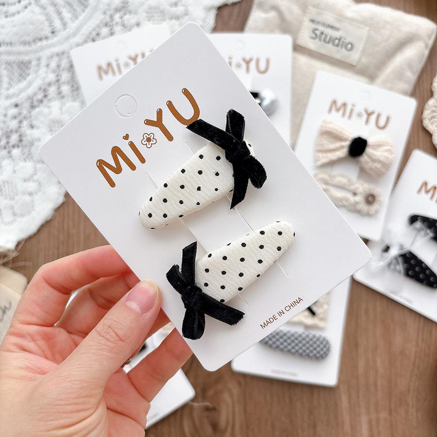Elegant Simple Lace Bow Baby Hair Clips Fashion Korean Style Girls Students Hairpin Headwear Black White Kids Accessories