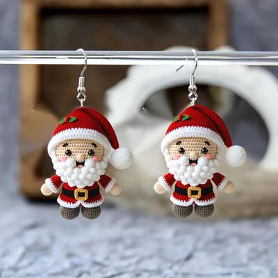 Acrylic Knit-Style Cartoon Dangle Earrings - Christmas Holiday Jewelry Gift for Women