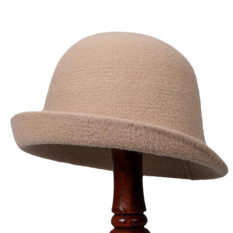 New Crimped Bucket Hat Women's Autumn and Winter Simple Fashion Bucket Hat Temperament Versatile Short Brim Top Hat