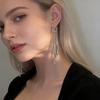 1 Pair Women Earrings Exaggerated Waterdrop Long Tassel Design Leverback Earrings Shiny Versatile Jewelry Accessories