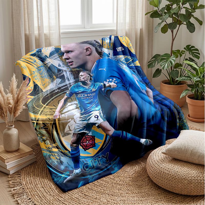 Erling Haaland Theme Blanket Soft Flannel Blanket Plush Throw Blanket Cozy Sofa Bed Blanket for Home Decor