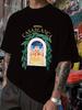 Black T-shirt - Avenida Casablanca Graphic Tee - Soft Stretch Fabric Crew Neck Shirt for Casual Casual Attire