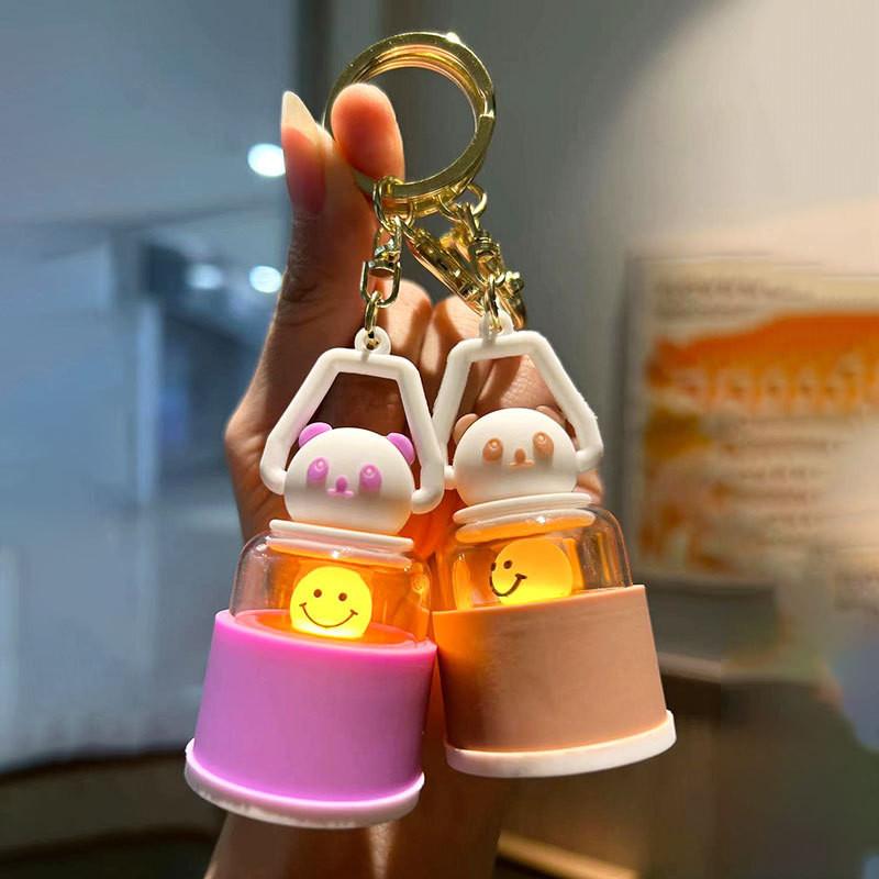Adorable Glowing Panda Keychain Cute Silicone Cartoon Accessory For Gifts And Parties