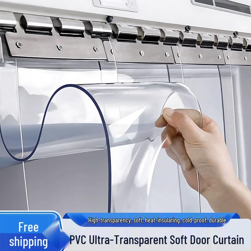 Four Seasons PVC Transparent Door Curtain: Mosquito-Proof, Windproof, Blackout, Punch-Free, Air Conditioning Partition.