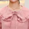 Ladies Short Sleeve Doll Collar Thin Shirt Sweet Bow Top Western Chiffon Shirt