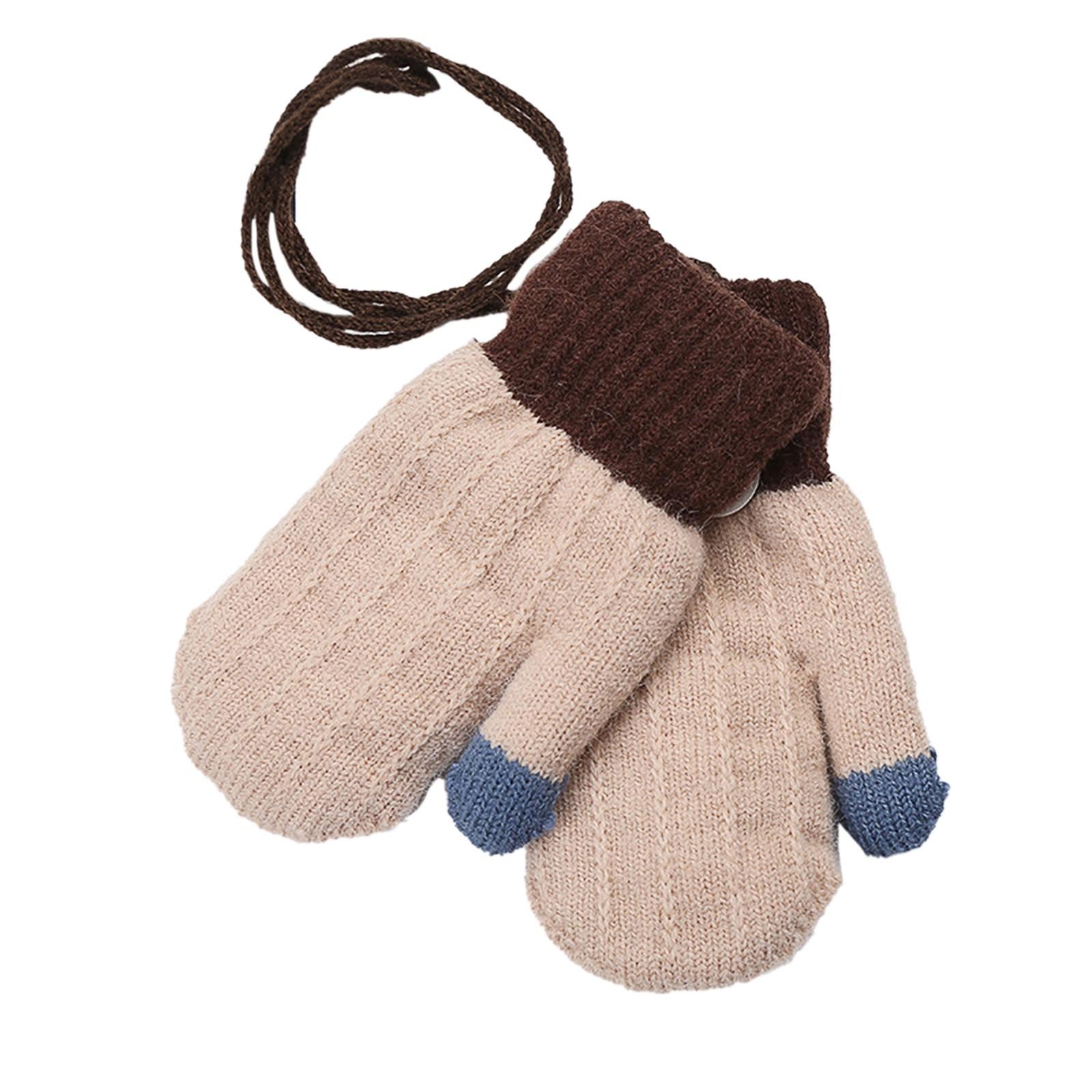 

(радость выбирать)Зимние вязаные перчатки для маленьких мальчиков и девочек, детские утолщенные теплые перчатки с героями мультфильмов One Size бежевый