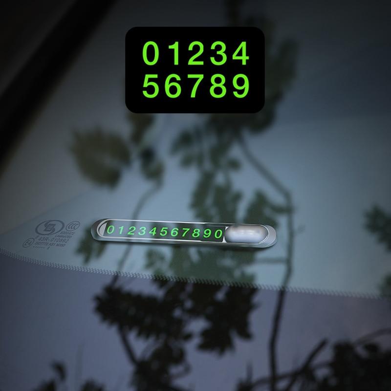 Hidden Car Styling Temporary Parking Card Metal Alloy Texture Auto Phone Number Card Plate Telephone Number Card Car Sticker