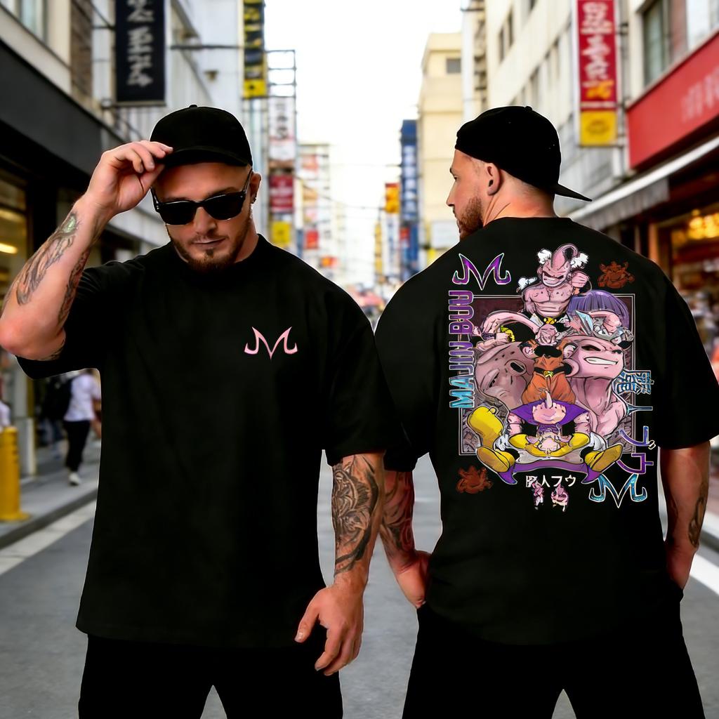 Black Plus Size Summer Tshirt Dragon Ball Anime Print Men Women Casual Parent Child Top Harajuku Style Y2K Street Fashion