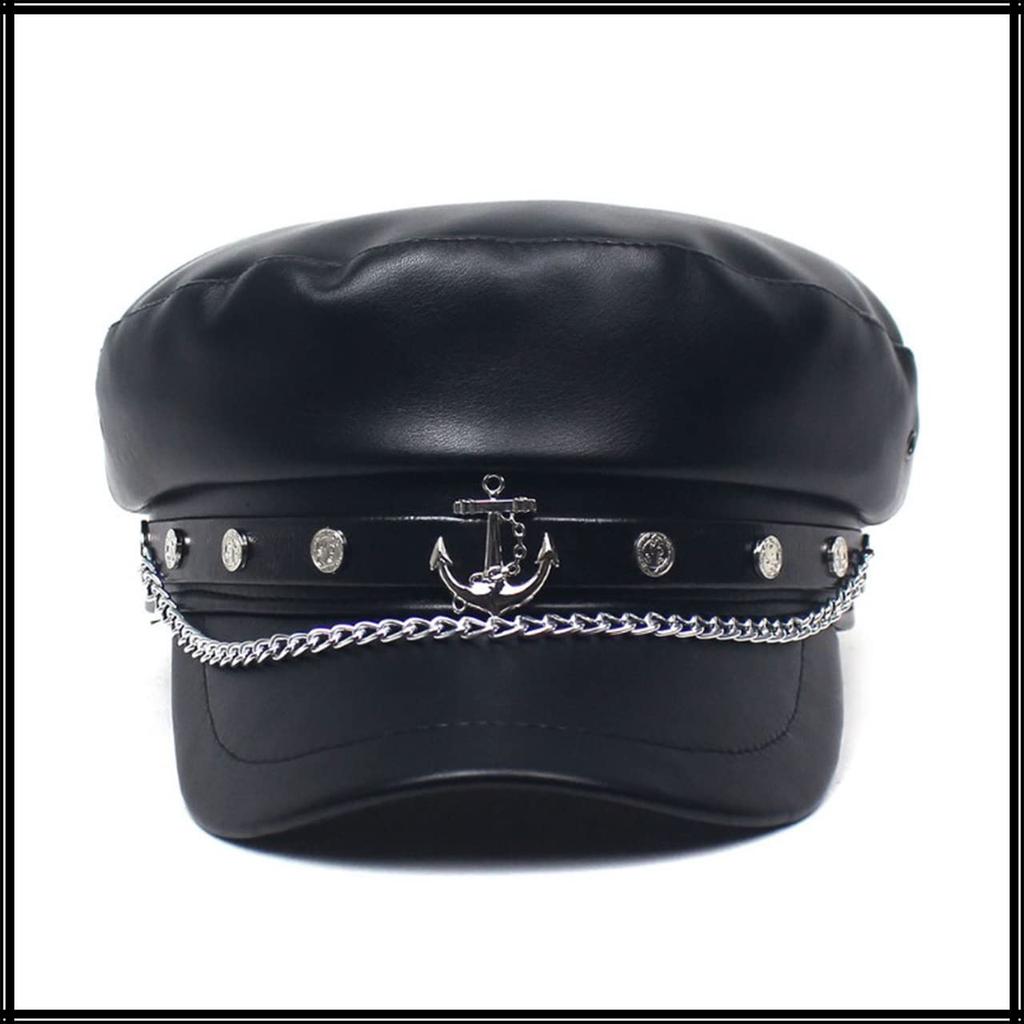 Casual CA609 [White Fang] Cap, Chain, Anchor, Plain, Hat, Scene, Cosplay, Design, Women's (Black)