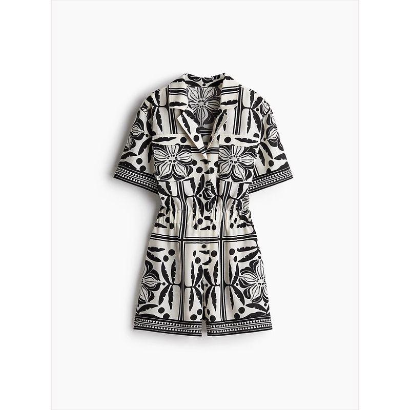 

Za2025 Summer New Product Women s Clothes Fashion Casual Short Sleeve Easiest for Match Woven Cuban Collar One-Piece Shorts 1282074 Picture Color L