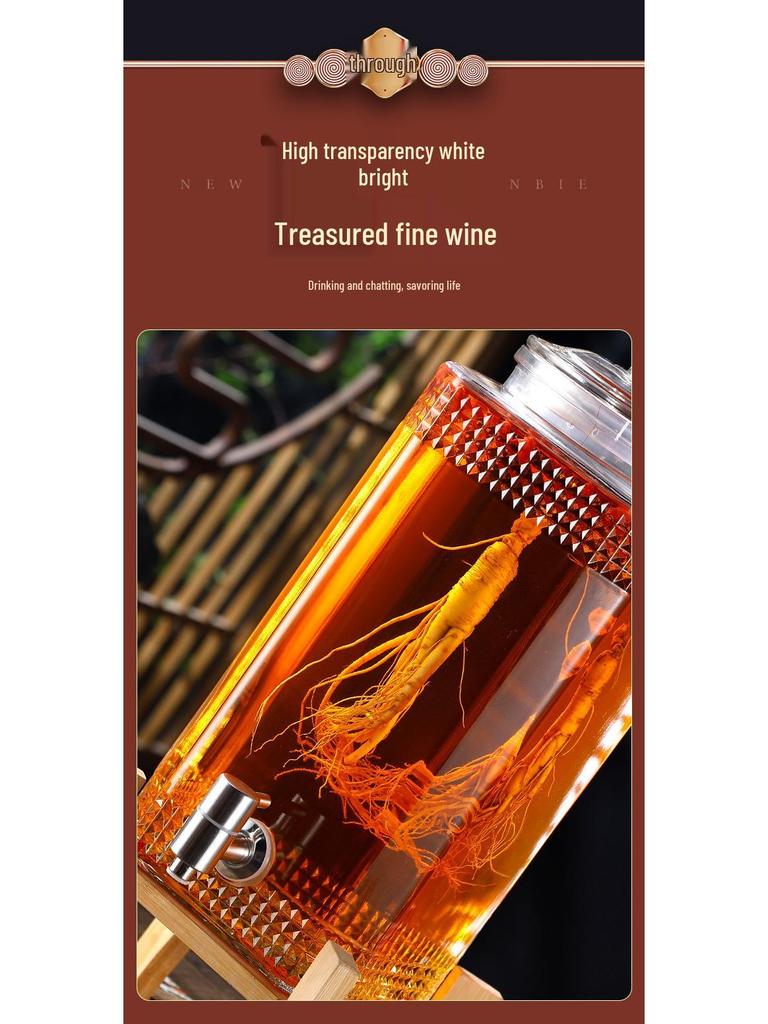 Sealed Sparkling Wine Bottle with Faucet - Household Ginseng Wine Jar & Baijiu Container